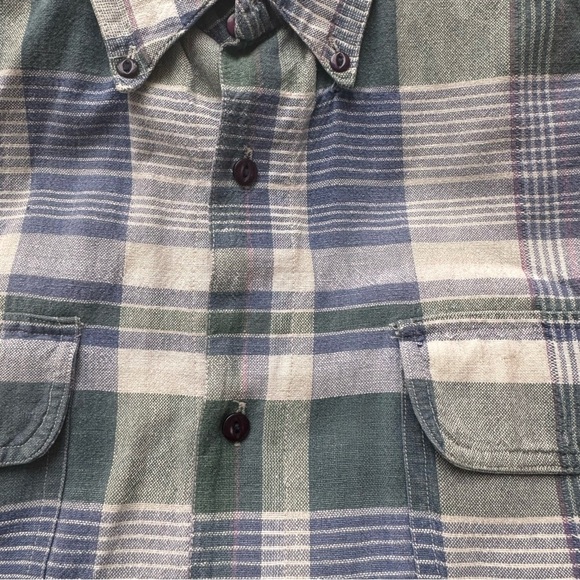 VINTAGE POINT ZERO OVERSIZED PLAID BUTTON UP SHORT SLEEVE SHIRT - L - Picture 5 of 15